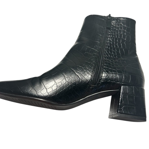 Pull & Bear Collection Faux Leather Croc Embossed Heeled Booties Sz 37 - Picture 8 of 16